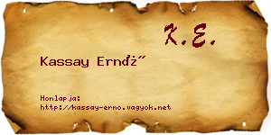 Kassay Ernő névjegykártya